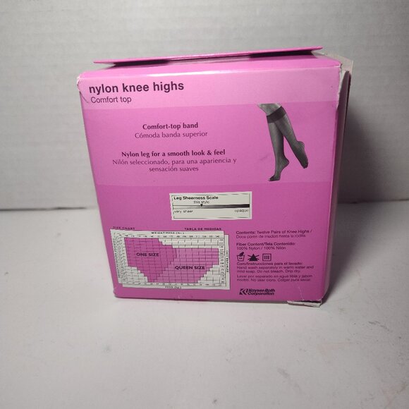 No Nonsense Comfort Top Nylon Knee Highs, Tan, Plus Size, Reinforced Toe 12 Pack - Picture 6 of 6